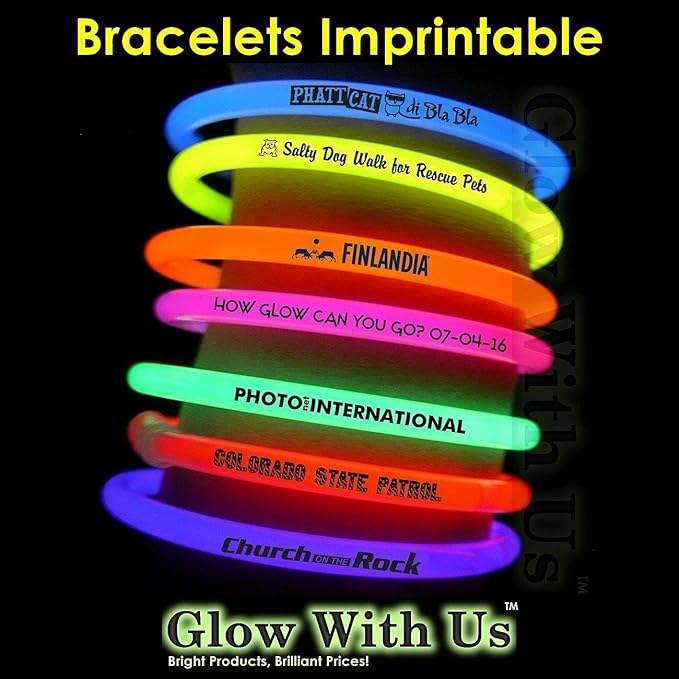 Glow Sticks Bulk Wholesale Bracelets, 1000 8” White Glow Stick Glow Bracelets, Bright Color, Glow 8-12 Hrs, Glow Party Favors Supplies, Sturdy Packaging, GlowWithUs Brand