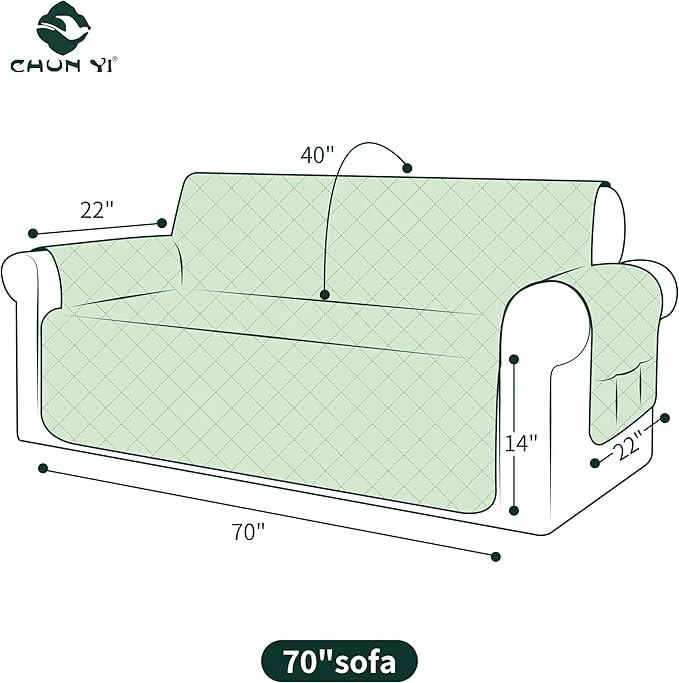 CHUN YI Couch Cover, Water Resistant Slipcover for 3 Cushion Sofa, Washable Sofa Cover with Adjustable Strap Storage Pocket for Living Room Dog Pet (Sofa, Dark Grey)