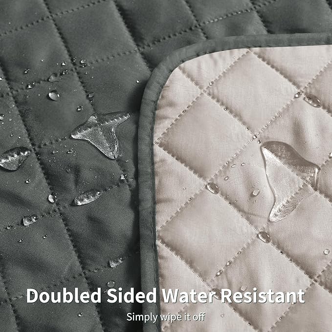 CHUN YI Couch Cover, Water Resistant Slipcover for 3 Cushion Sofa, Washable Sofa Cover with Adjustable Strap Storage Pocket for Living Room Dog Pet (Sofa, Dark Grey)